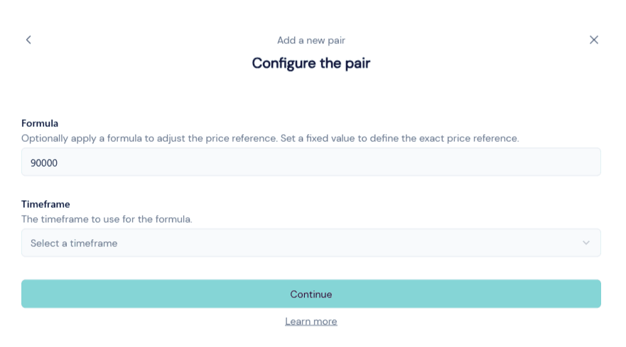 octobot market making starting bot selected-reference price at 90000
